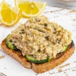 vegan tuna on toast with cucumber