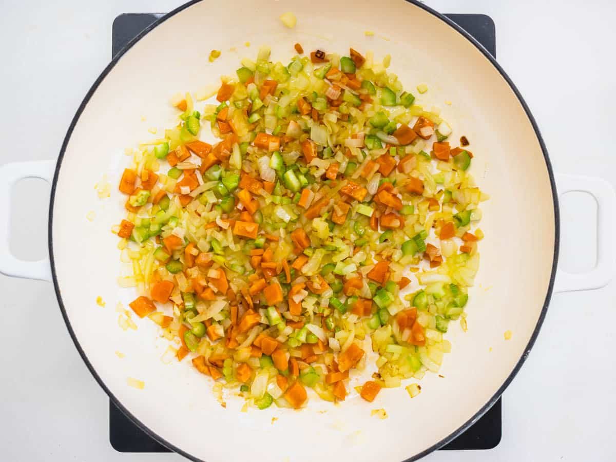 flavor base with onion, celery, and garlic
