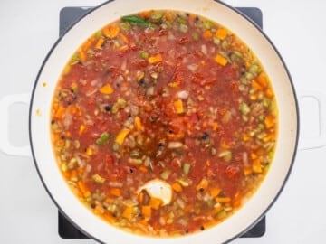 simmering all ingredients in a pot