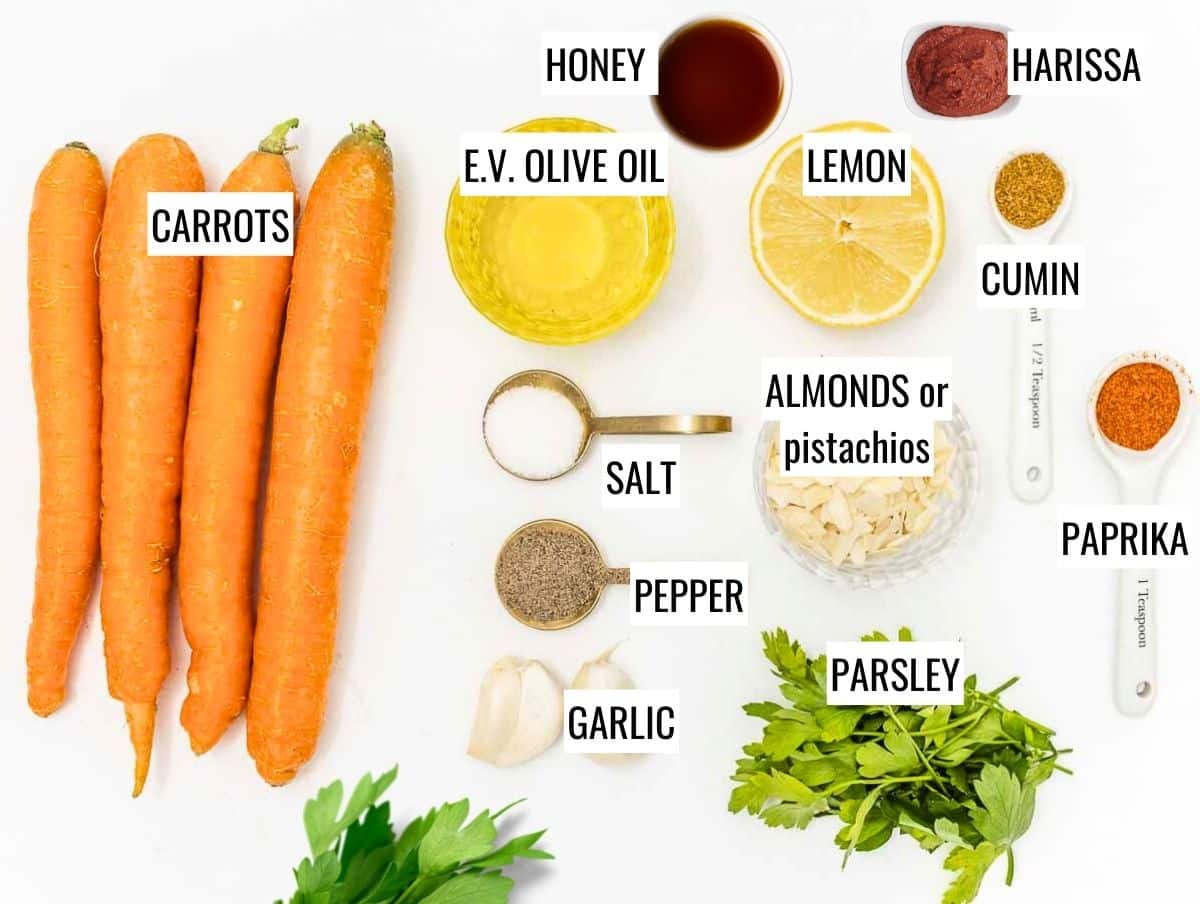 ingredients for Moroccan carrot salad