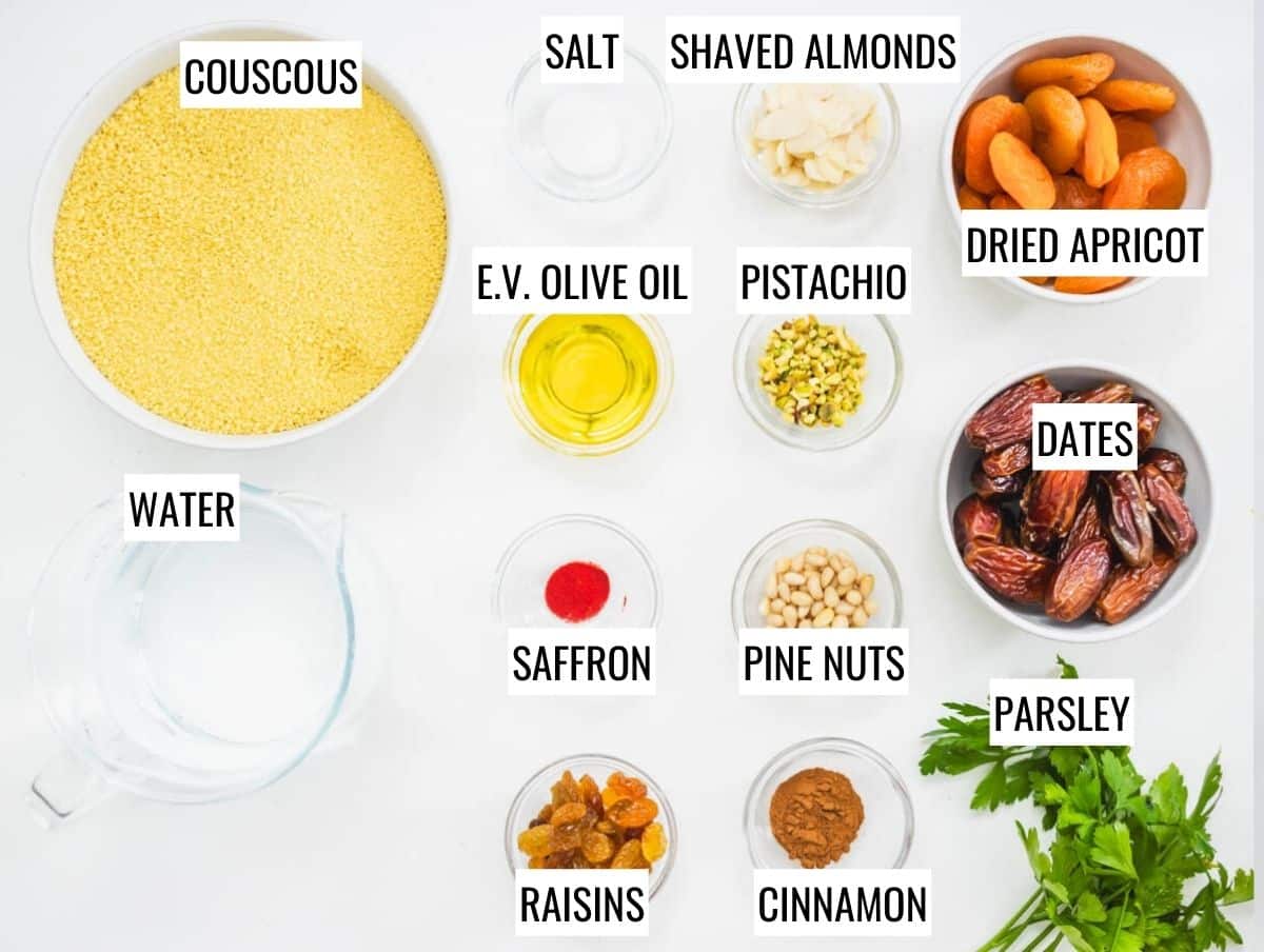 Moroccan couscous ingredients