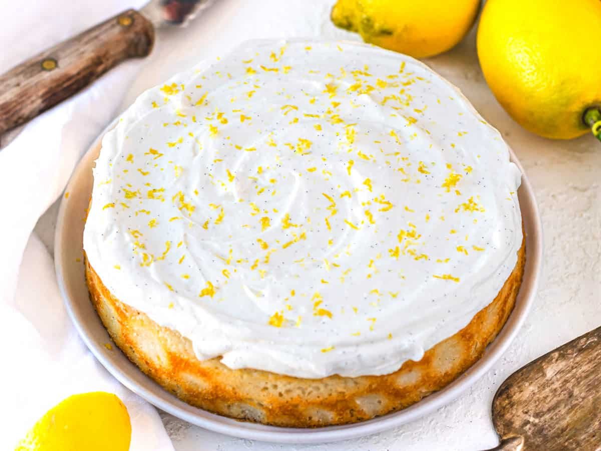vegan lemon cake with lemon zest