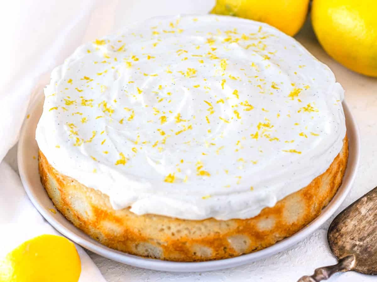 vegan lemon cake with lemon zest