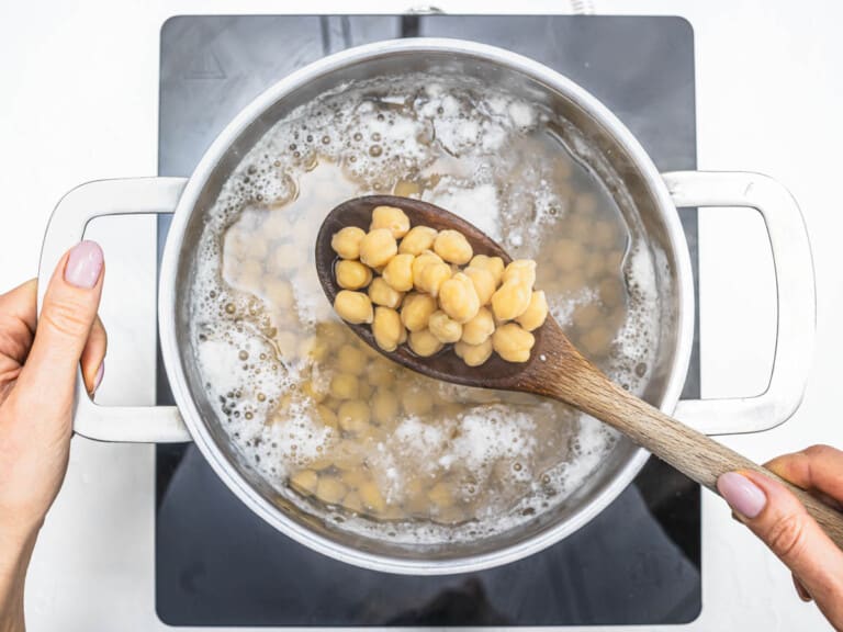 tender chickpeas after cooking on the stovetop