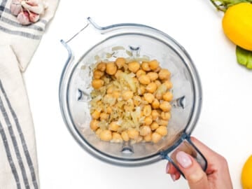 chickpeas with onion and spices before blending