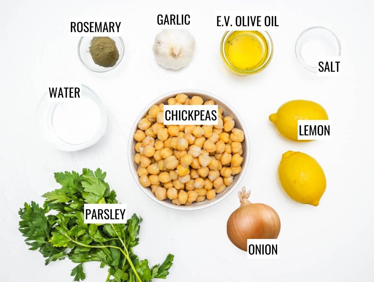 Ingredients for hummus without tahini