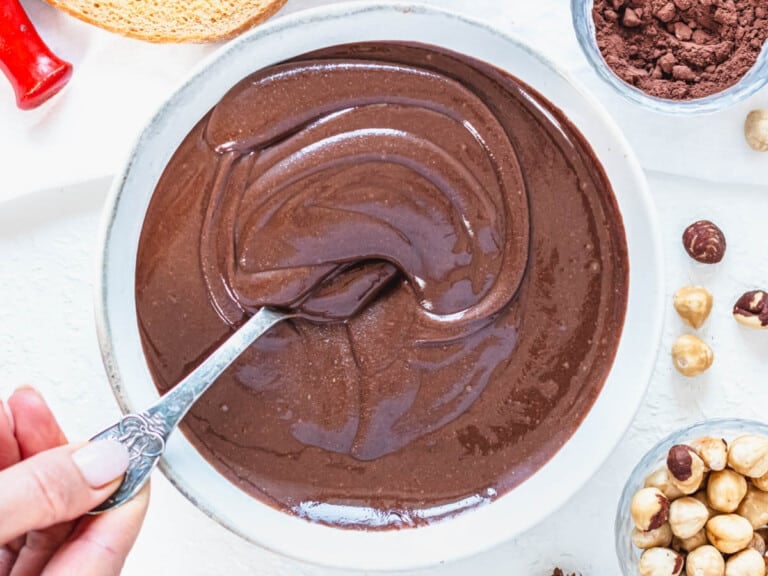 Chocolate hazelnut spread in a bowl