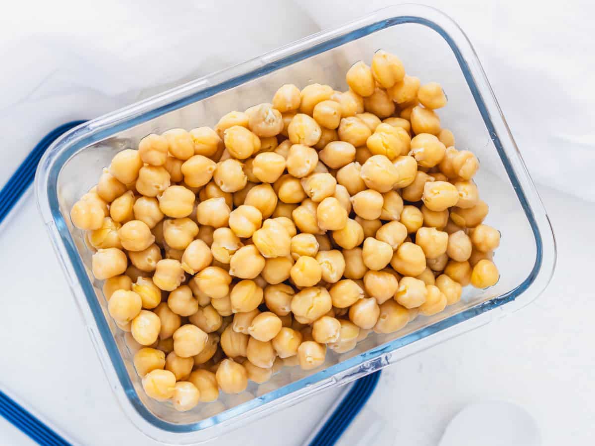 cooked chickpeas in an airtight container