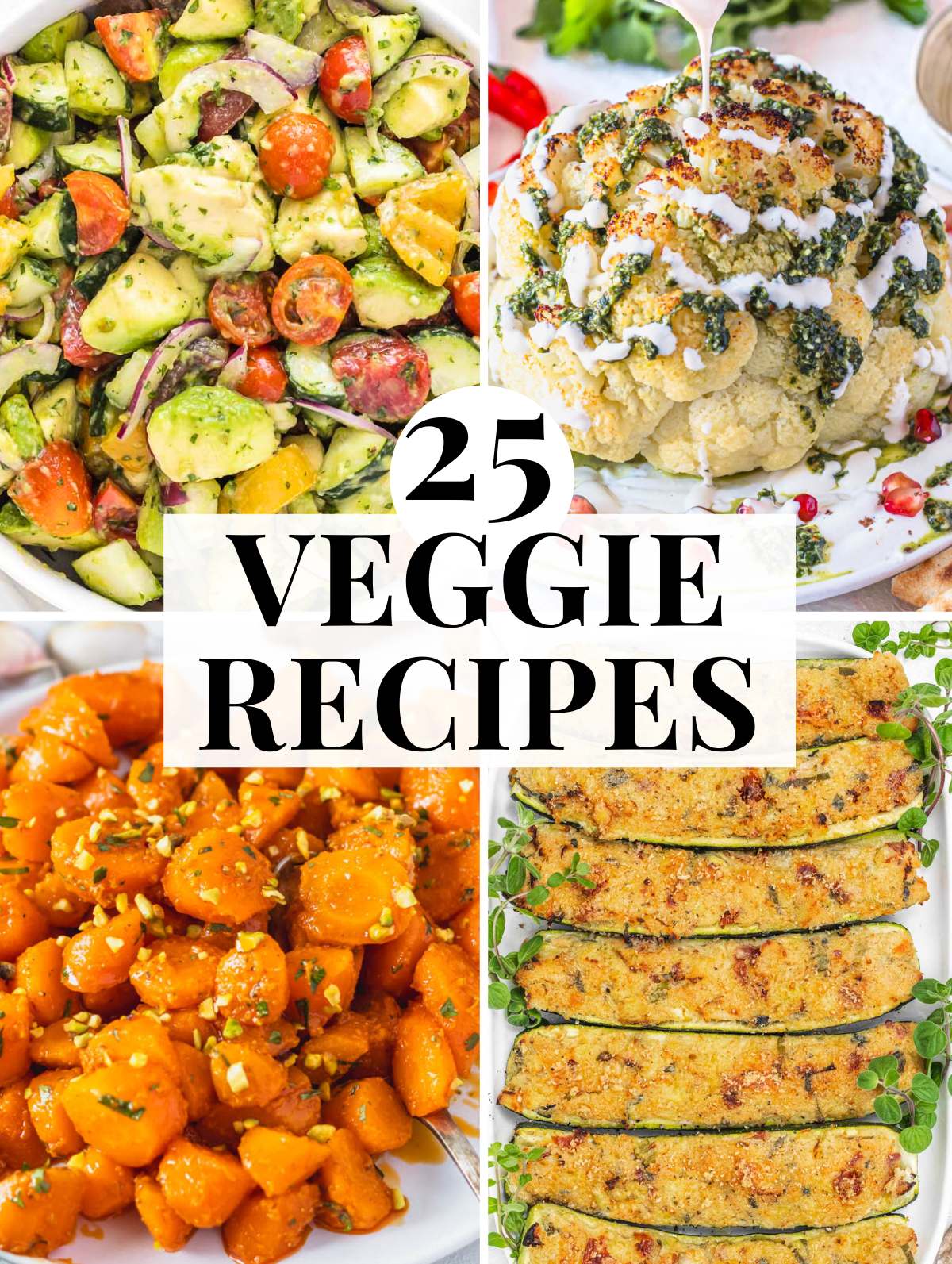Easy vegetable recipes with roasted veggies, salads, and serving suggestions