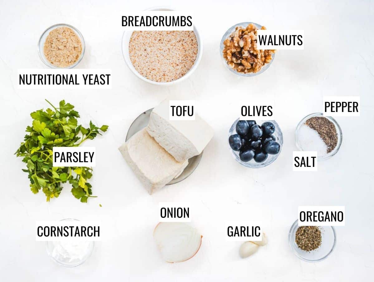 ingredients for tofu meatballs