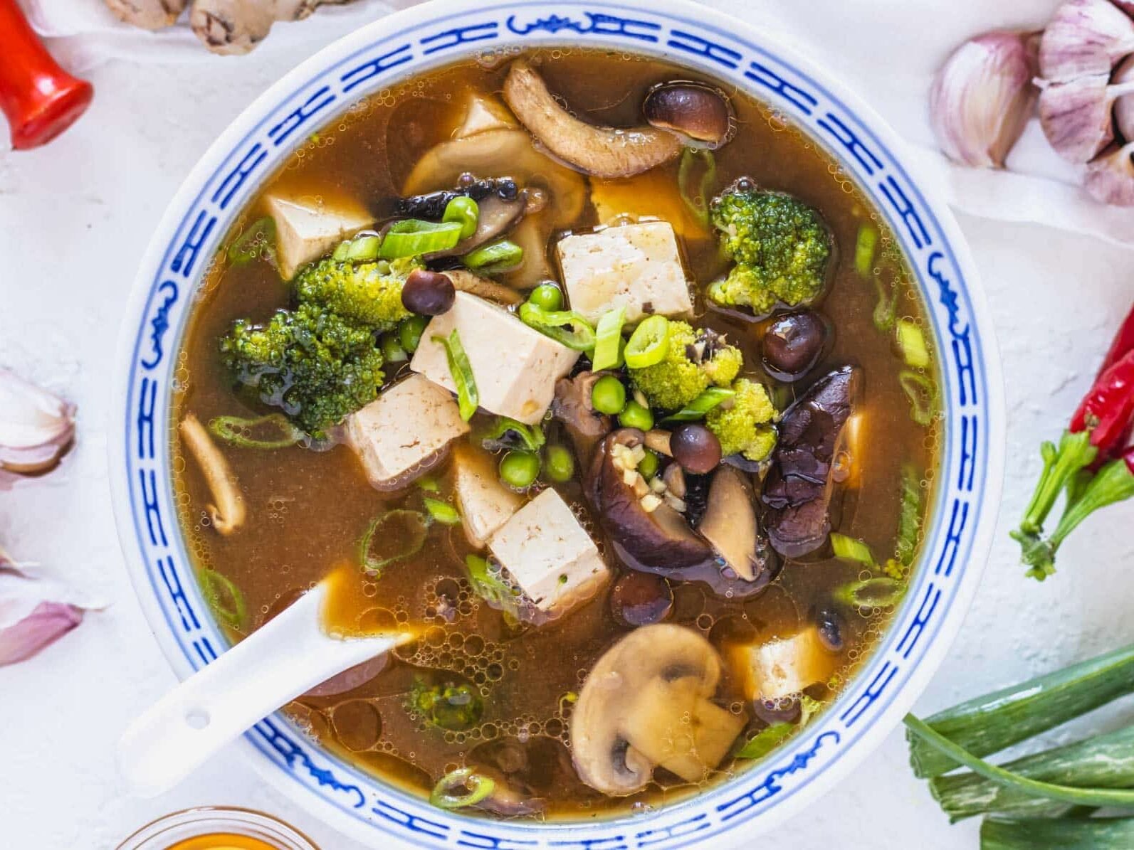 tofu soup recipe with white spoon