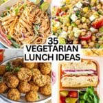 Vegetarian lunch ideas with sandwiches and salads.