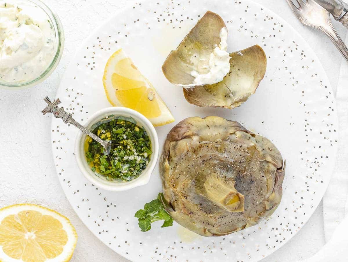 steamed artichokes dipped in mayonnaise