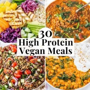 High protein vegan meals with soups, salads and stews