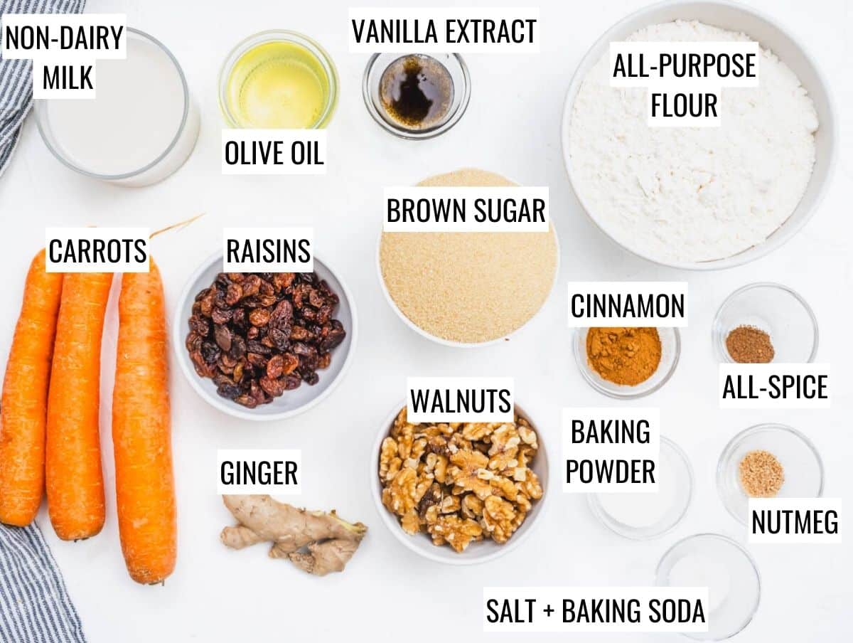 ingredients for vegan carrot cake