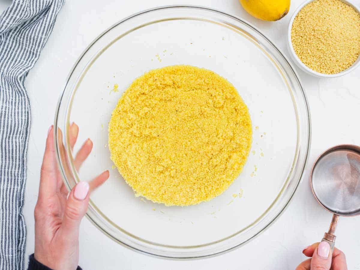 couscous covered in hot water