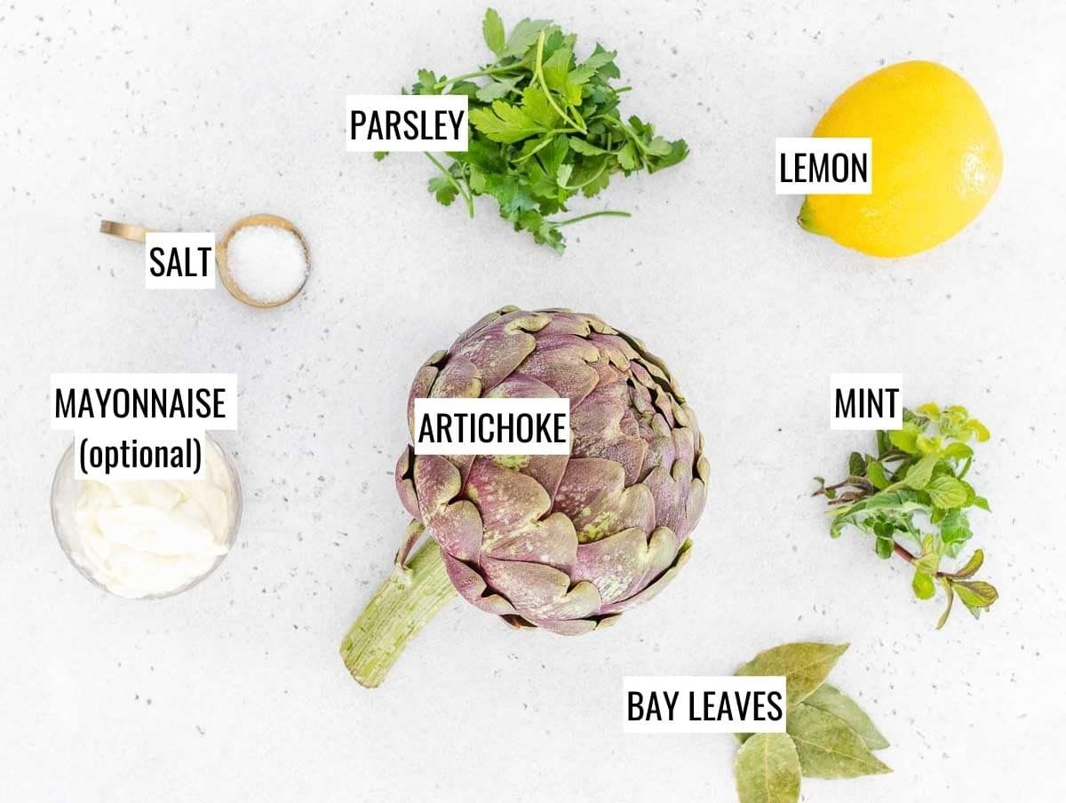 ingredients for steamed artichokes
