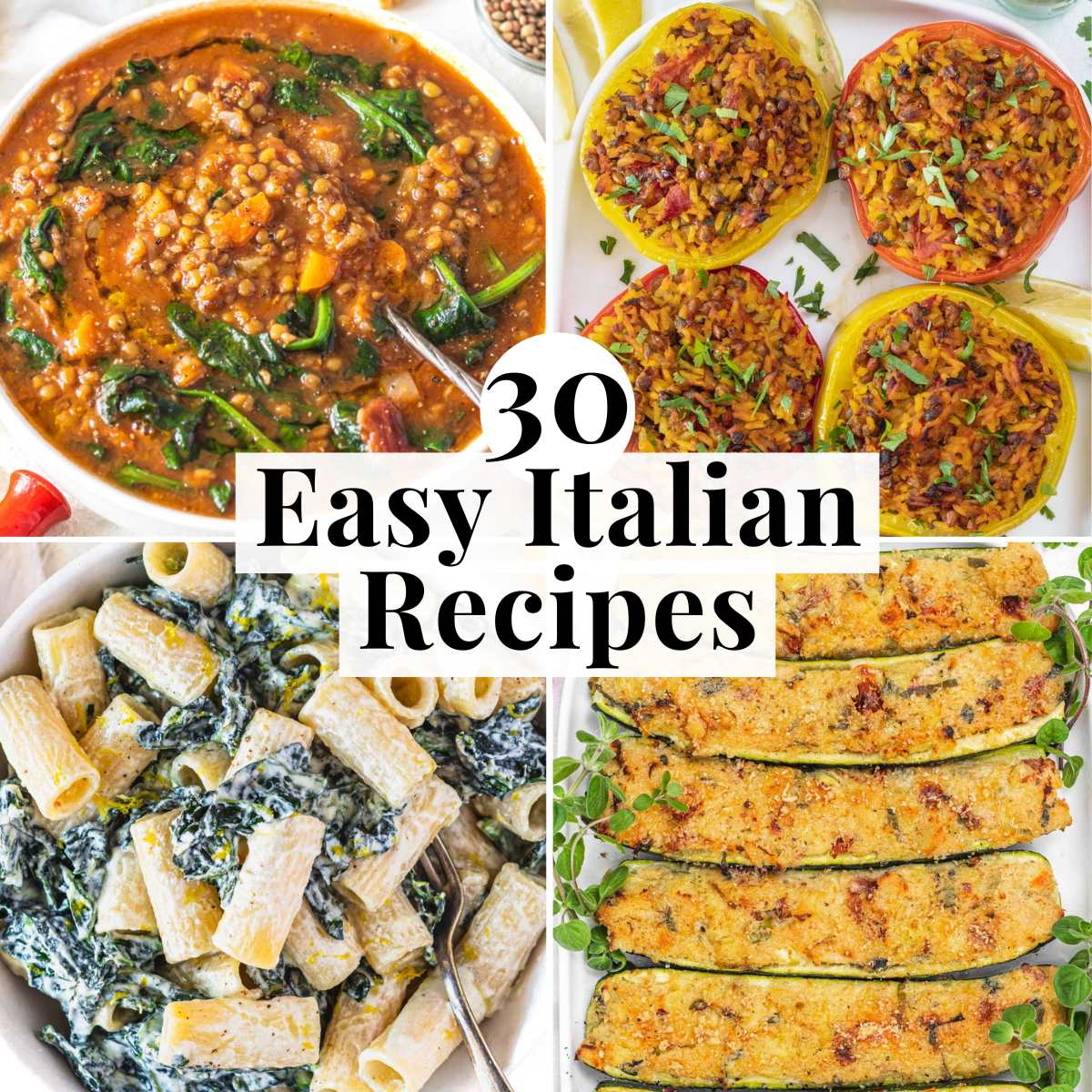 Easy Italian meals with soups, pasta, and stuffed vegetables