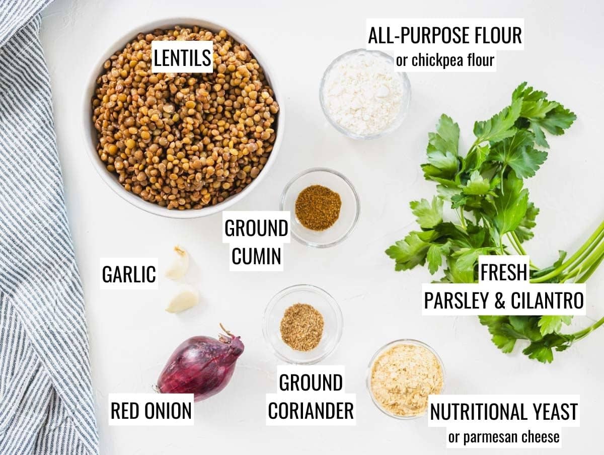 ingredients for lentil patties