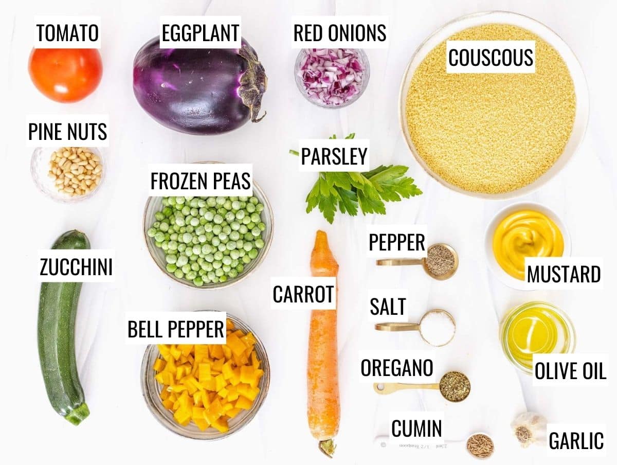 Ingredients for vegetable couscous