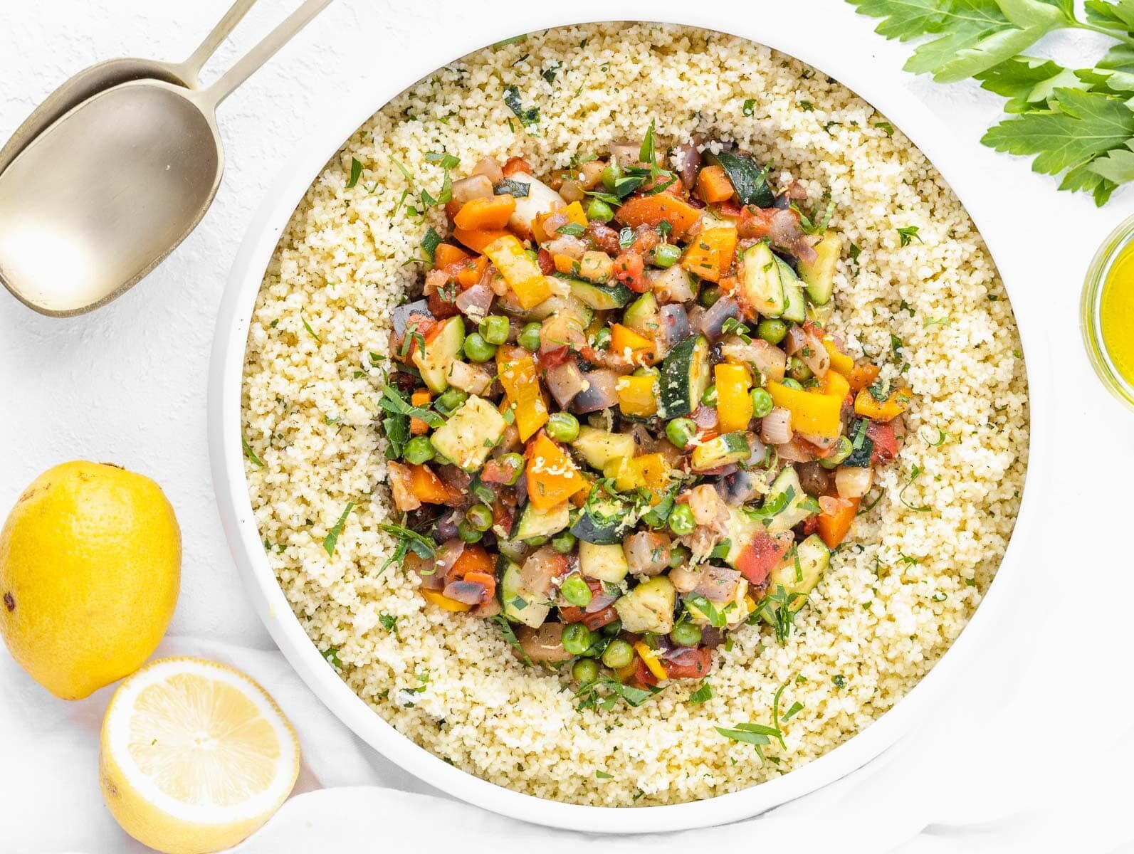 couscous with vegetables served in a large bowl