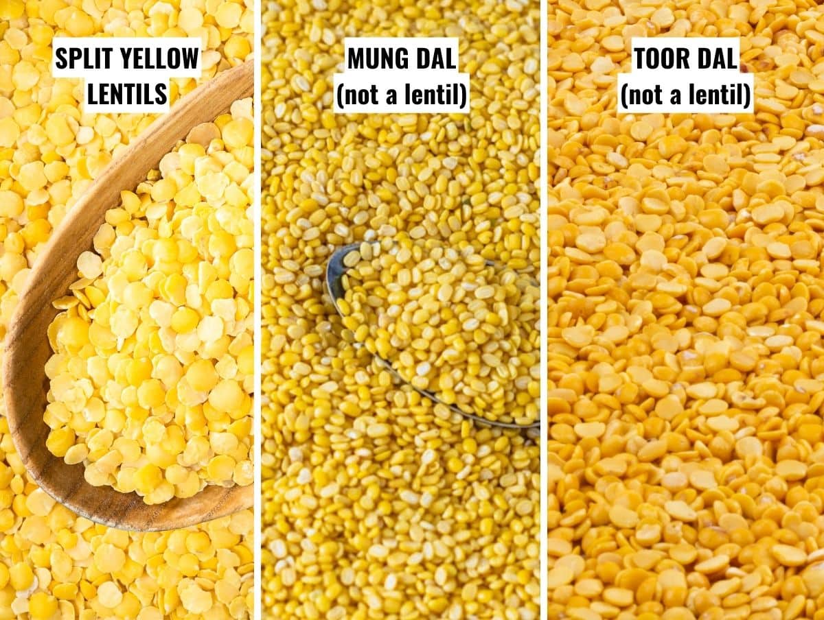 yellow lentils vs moong dal vs toor dal