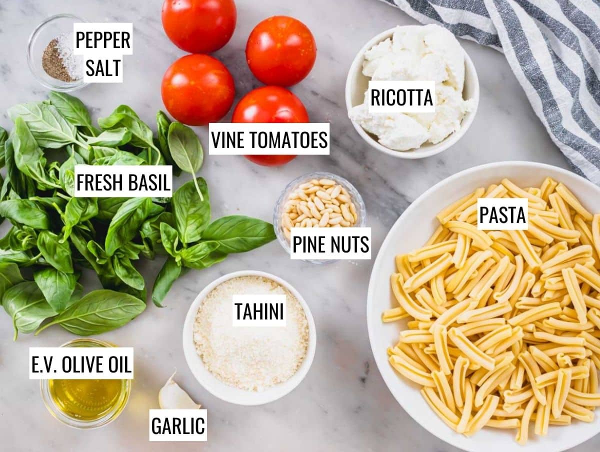Ingredients for creamy tomato pasta