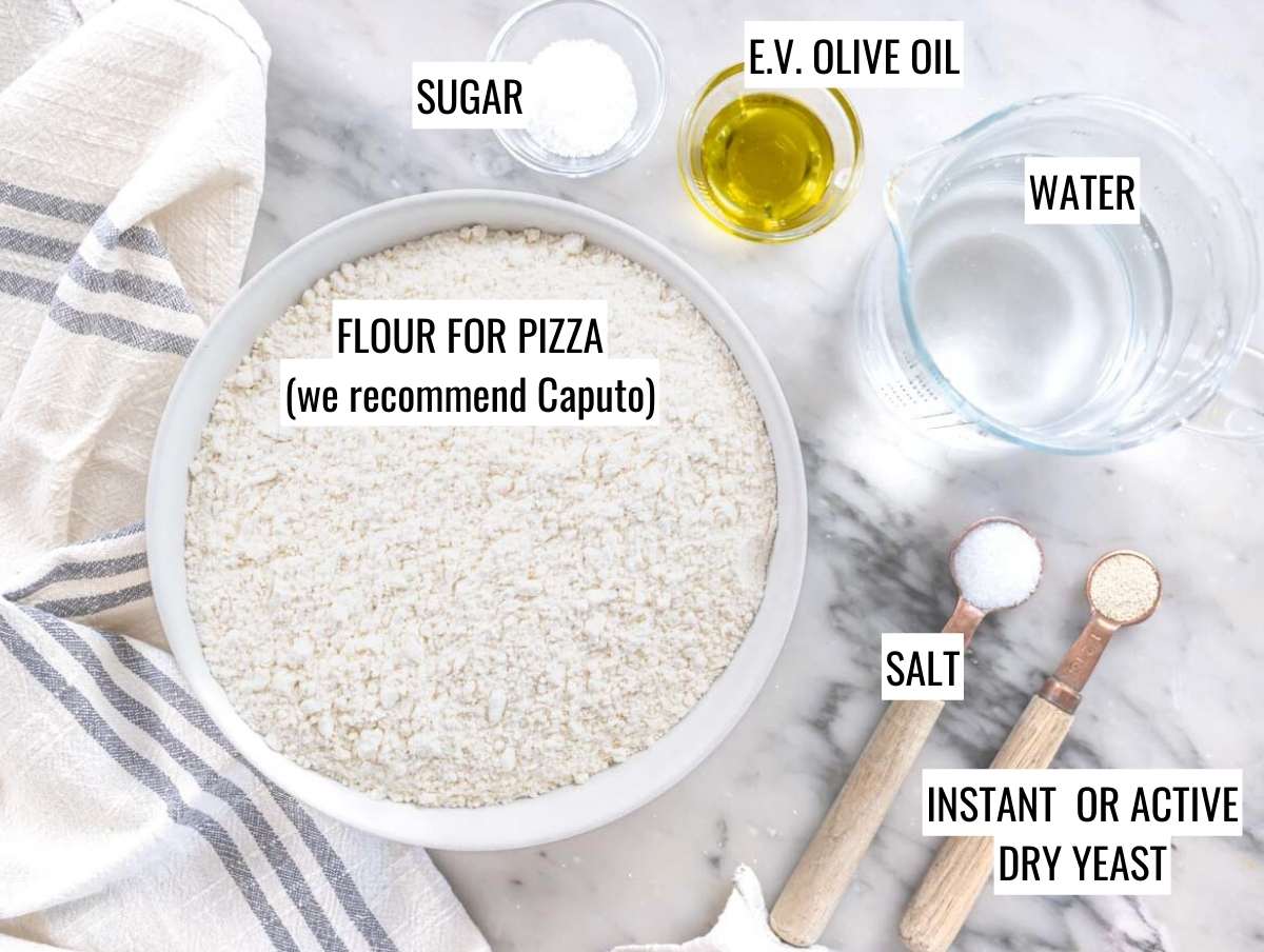 Ingredients for focaccia pizza dough