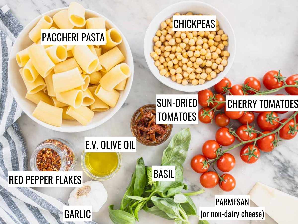 ingredients for paccheri pasta