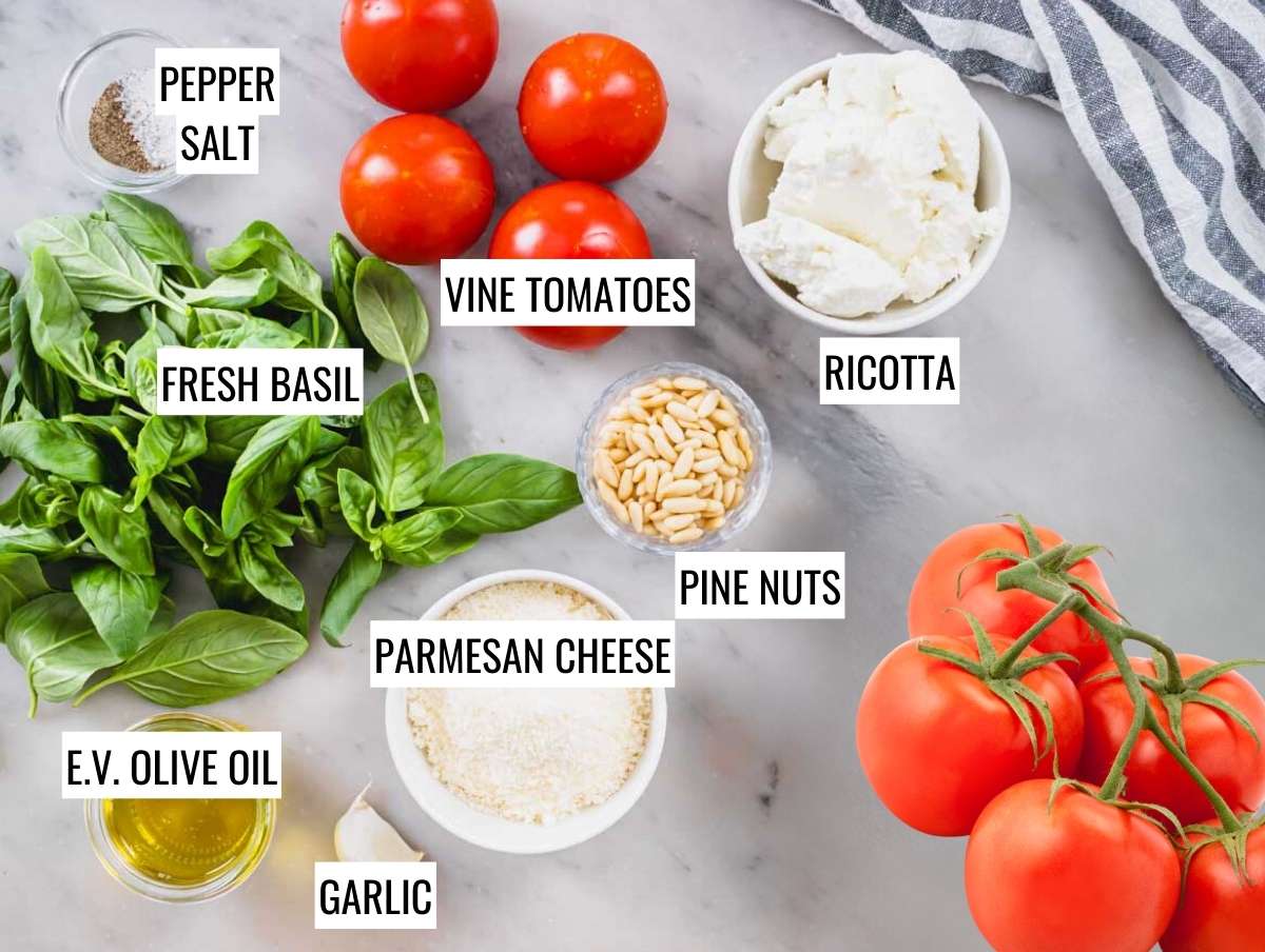 Ingredients for red pesto