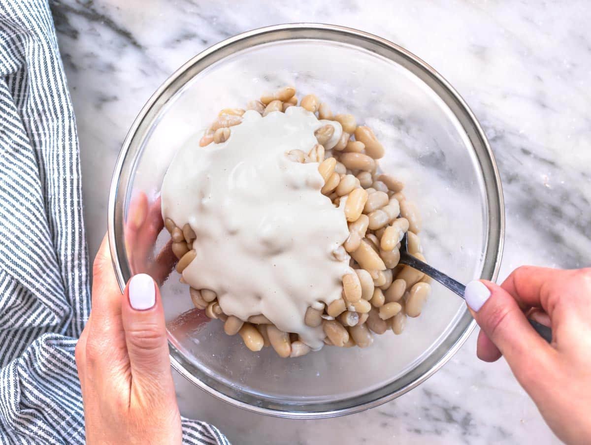 cannellini beans with a creamy tahini sauce