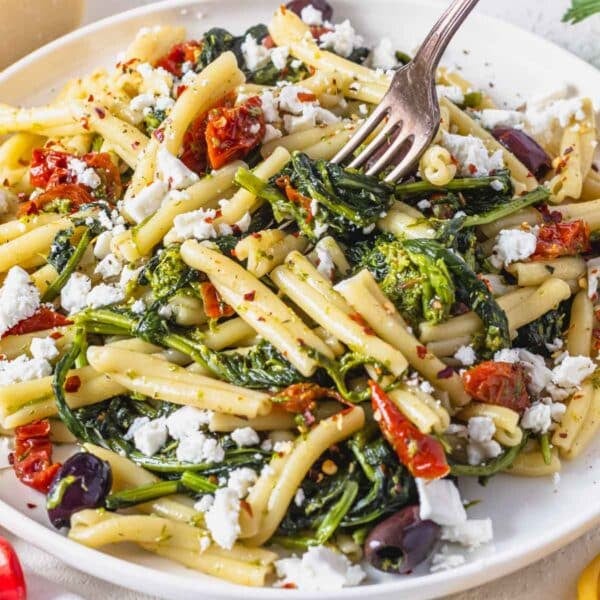 casarecce pasta with broccoli rabe and feta