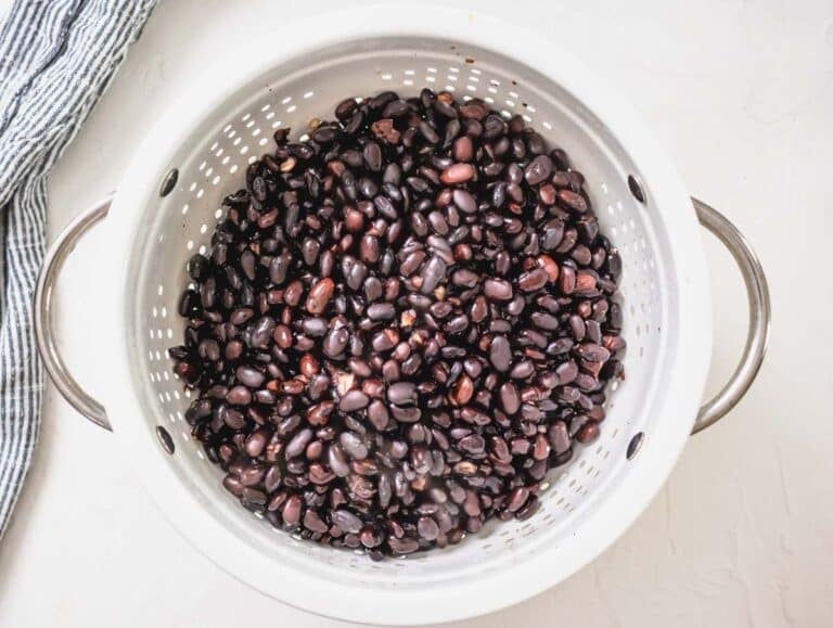 drained black beans after cooking