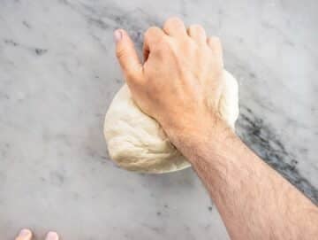 kneading the quick pizza dough