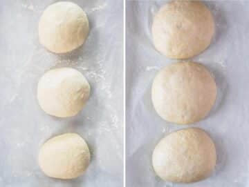 quick pizza dough balls doubled in volume