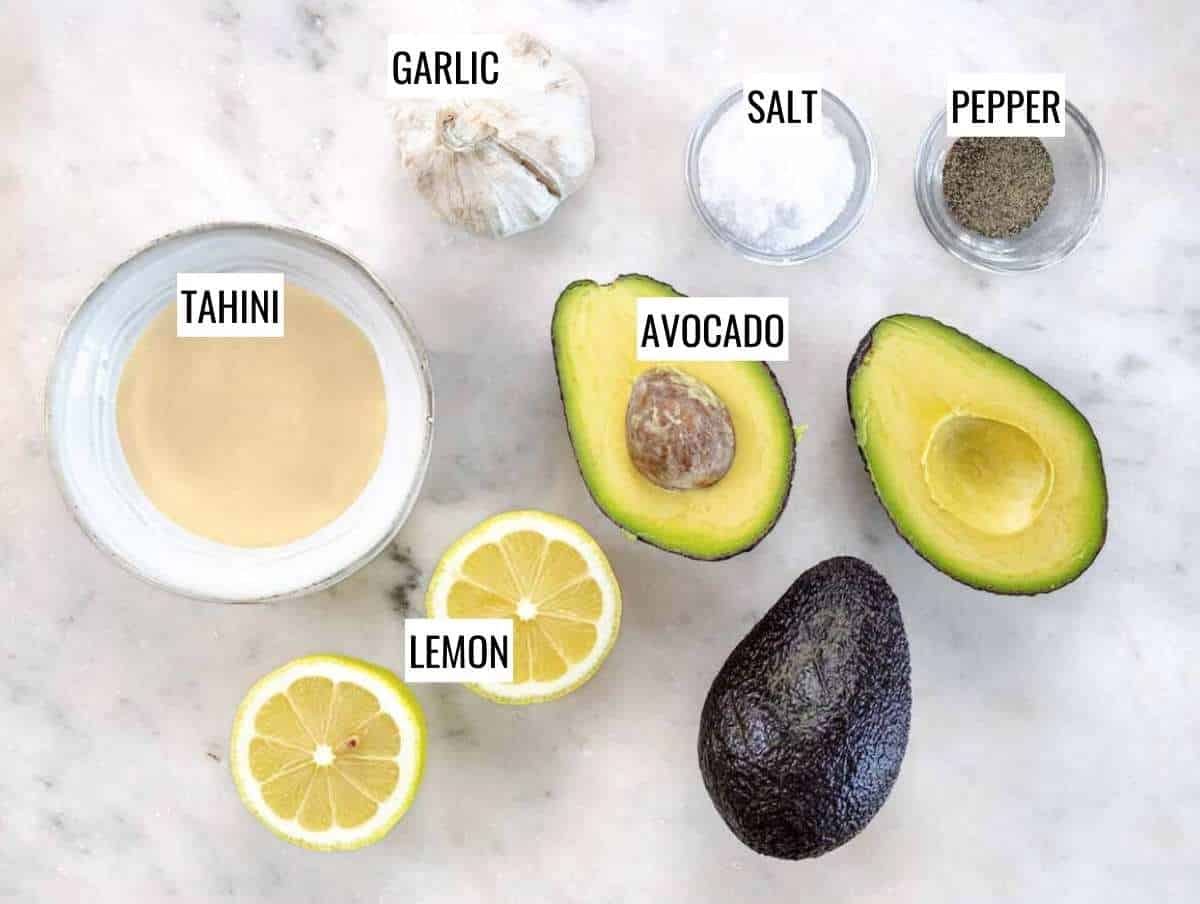 Ingredients for avocado spread