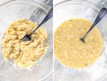 Mashed banana for banana zucchini bread