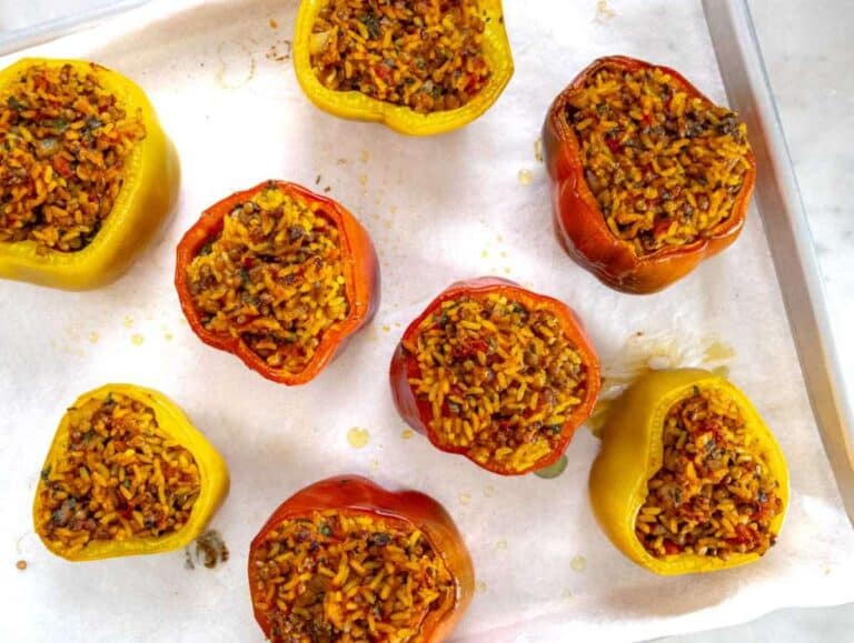 Step 2 Preparing, stuffing, and baking the bell peppers.