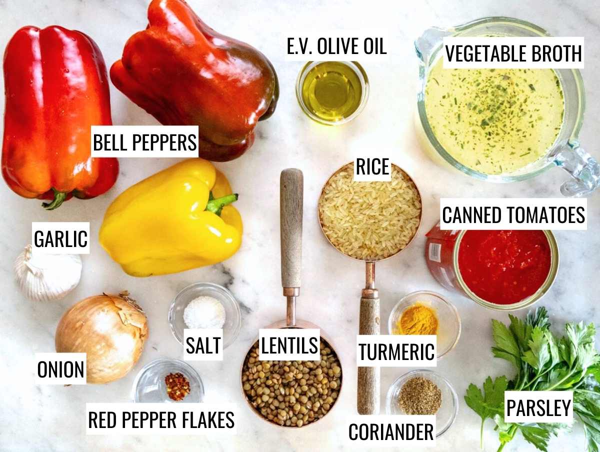 ingredients for mediterranean stuffed bell peppers