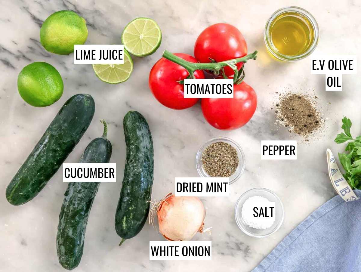 ingredients for Shirazi salad