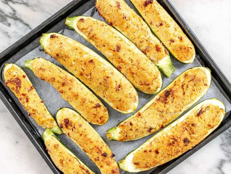 stuffed zucchini after baking in the air fryer