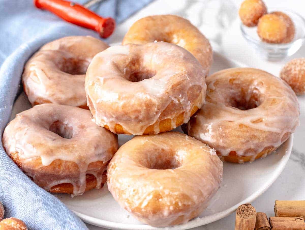 vegan deep fried donuts with glazing