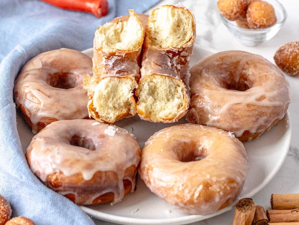 vegan deep fried donuts on a plate