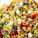 Chickpea quinoa salad with feta and olives