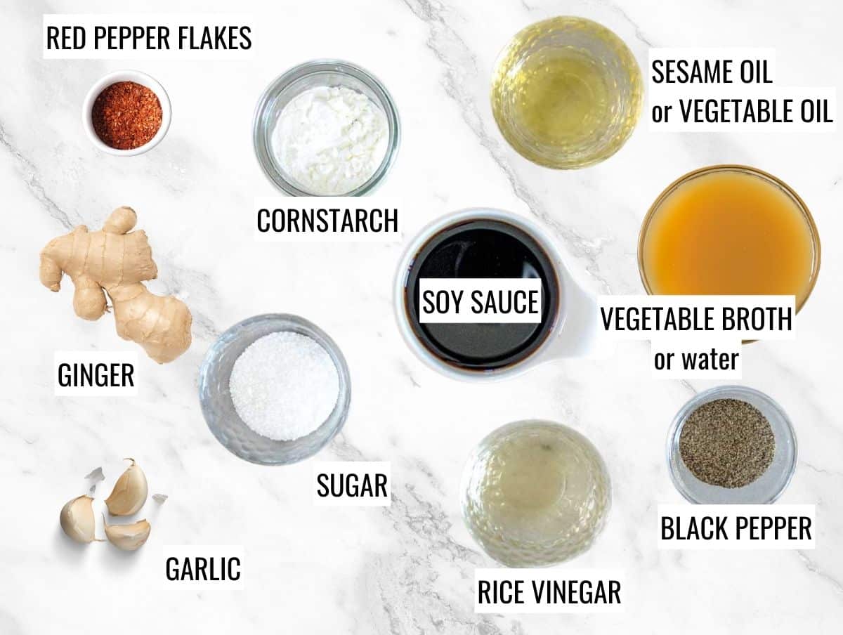 Ingredients for stir fried tofu sauce