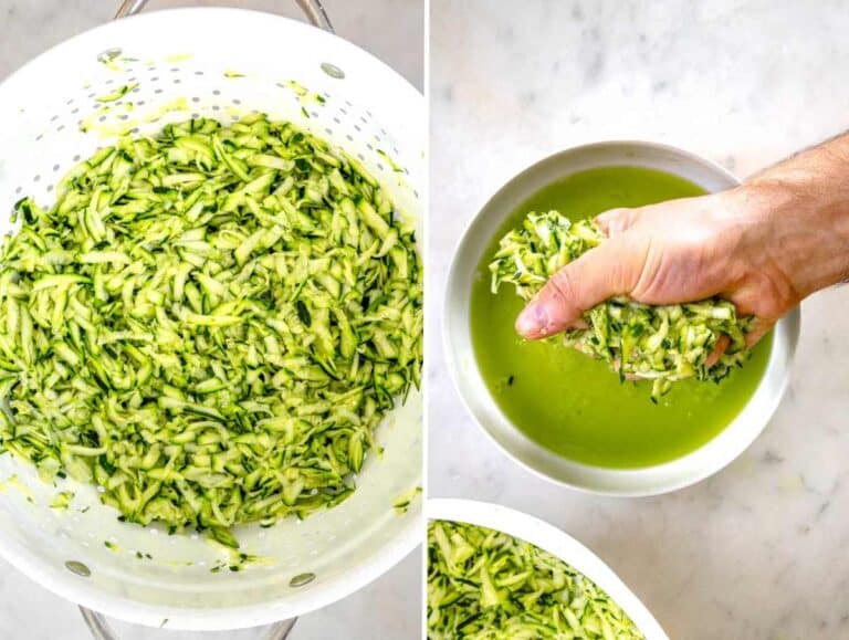 Squeezing water out of grated zucchini