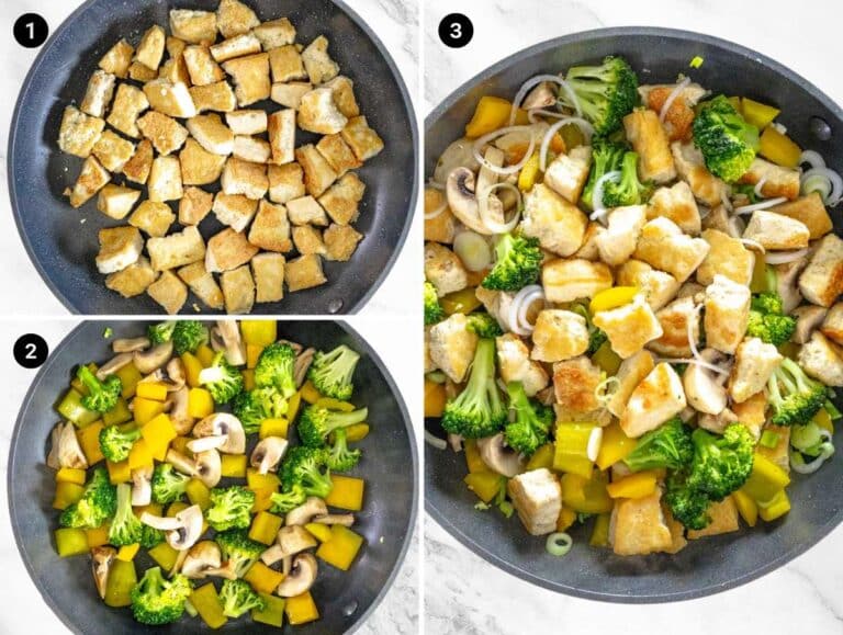 steps for stir frying tofu and vegetables