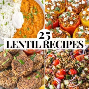 easy lentil meals with patties, salads, and soups
