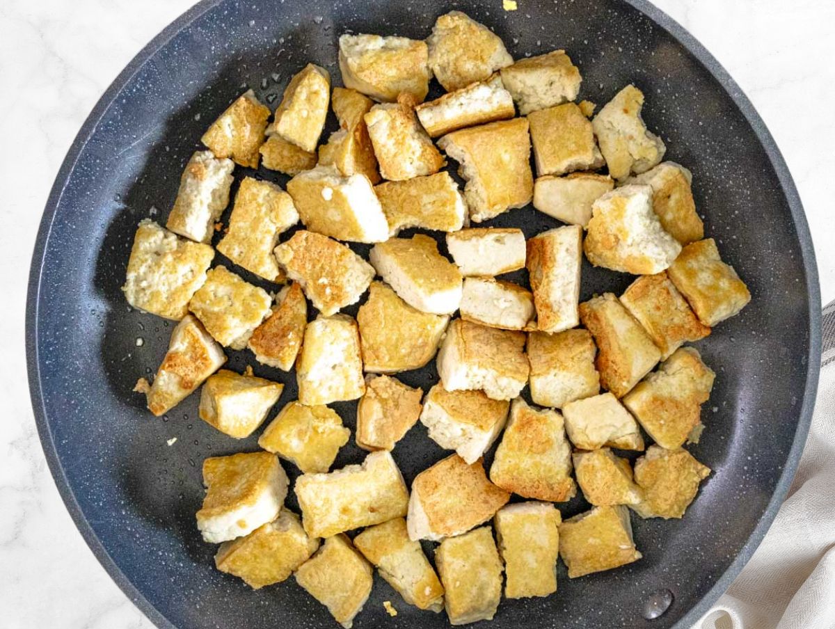 fried tofu in a pan