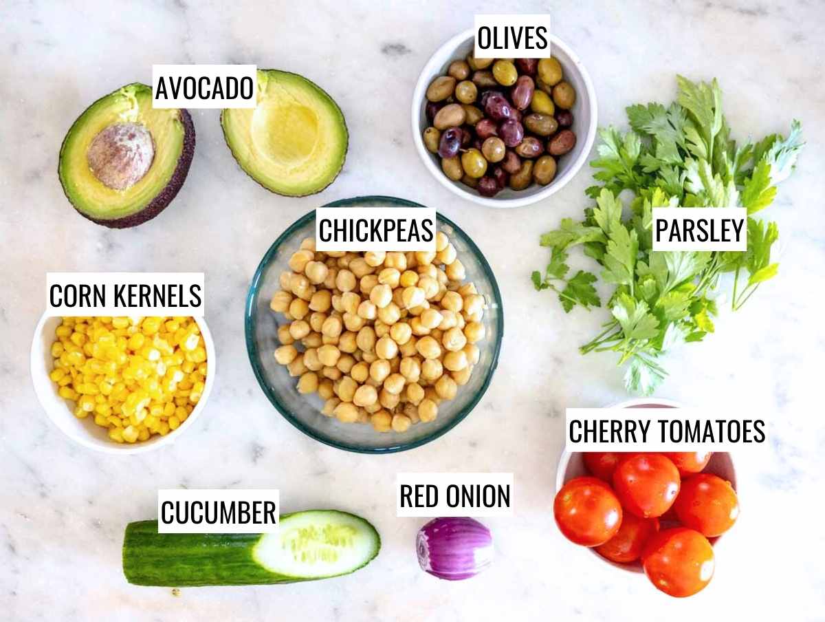 ingredients for chickpea salad
